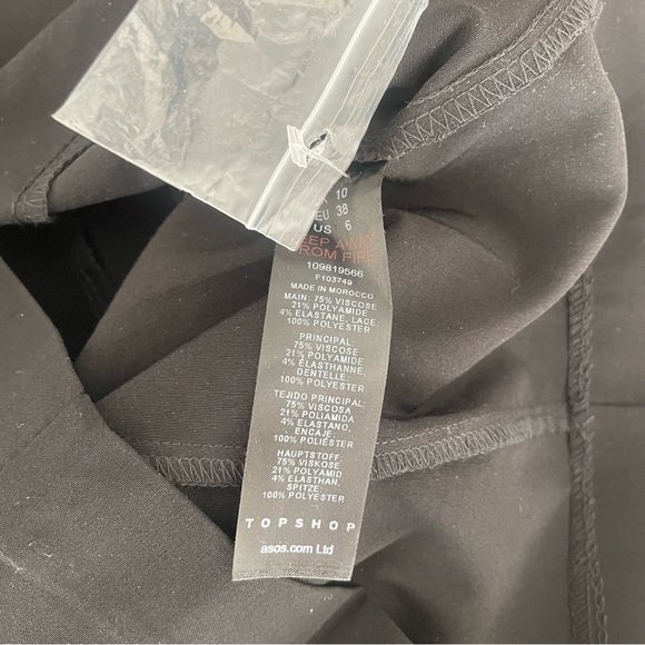 Topshop Black Lace Sleeve Bodycon Dress Size 6 - Picture 5 of 7